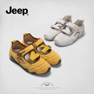 jeep女鞋2026春夏新款登山鞋浅口旅游休闲鞋黄色镂空户外运动凉鞋