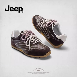 jeep咖色登山鞋女2026春夏新款复古百搭休闲运动鞋轻便软底跑步鞋