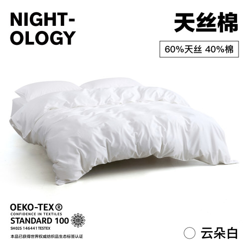 晚安学天丝棉云朵白凉感四件套