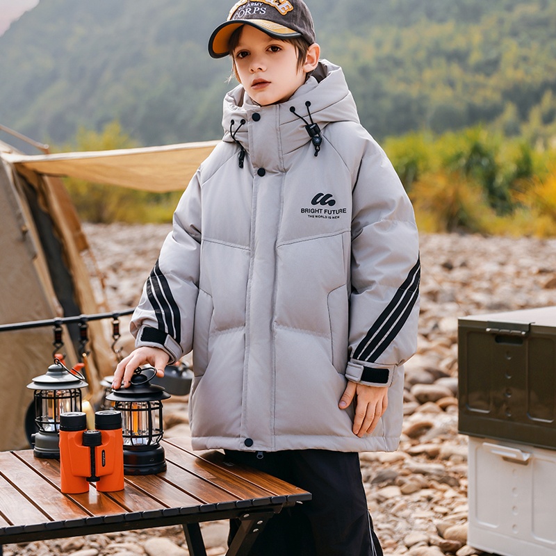 儿童羽绒服男童冬装中长款白鸭绒