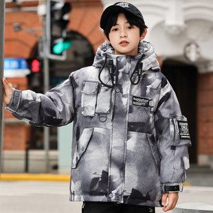 儿童羽绒服男童中长款初中生中大童冬季加厚保暖男孩冬季外套冬装