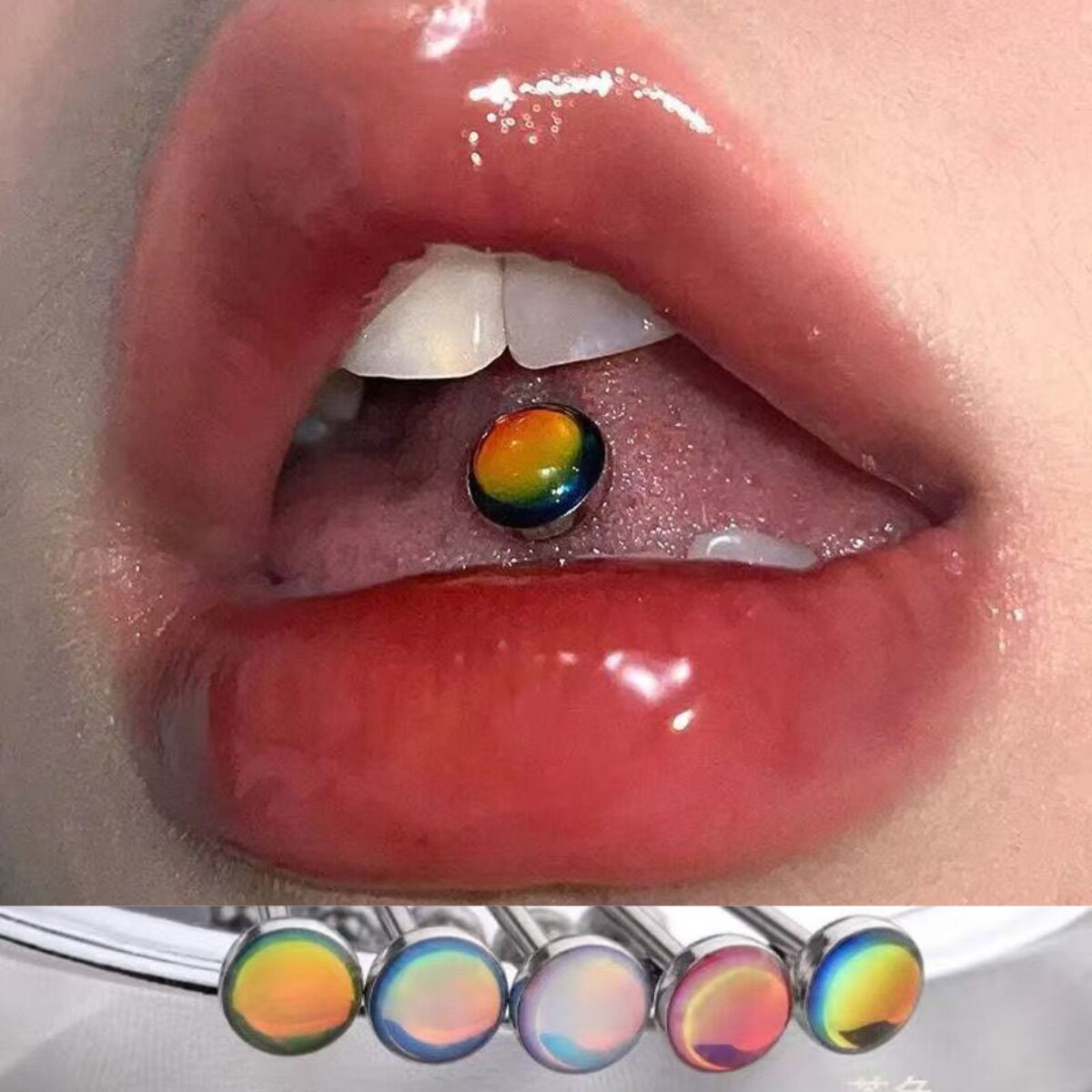 舌钉闪光滴油渐变钛合金