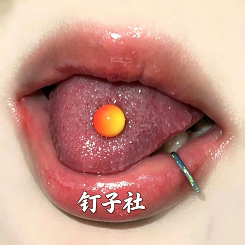 欧美钛合金乳胶渐变球舌钉6mm