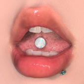 白色镭射星星舌钉钛合金穿刺舌头钉外螺旋朋克ins穿孔饰品