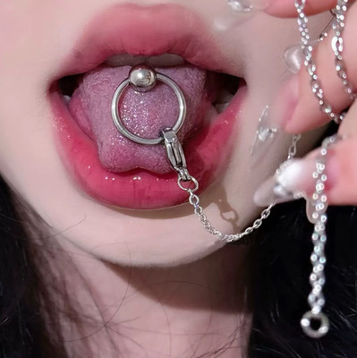 圆环舌钉钛合金可拆卸长链条舌环