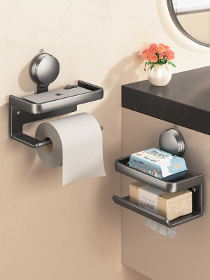 卫生间吸盘纸巾盒厕纸盒壁挂式免打孔浴室卷纸架厕所抽纸置物架