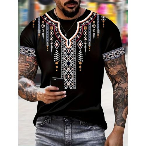 Retro pattern 3D printed T-shirt for men 复古图案3d印花T恤男