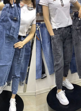 High waisted Harlan leggings overalls 高腰哈伦束脚工装长裤女