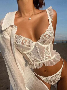 French back lace mesh embroidery set法式美背蕾丝网纱刺绣套装