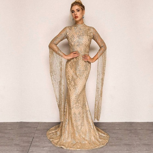 wrap slim hip dress时尚 包臀连衣裙女士 Fashion 烫金修身 gilded