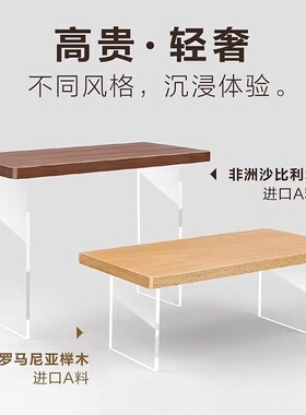 盲盒透明亚克力展示架手办桌面陈列架化妆品首饰展示台实木置物架