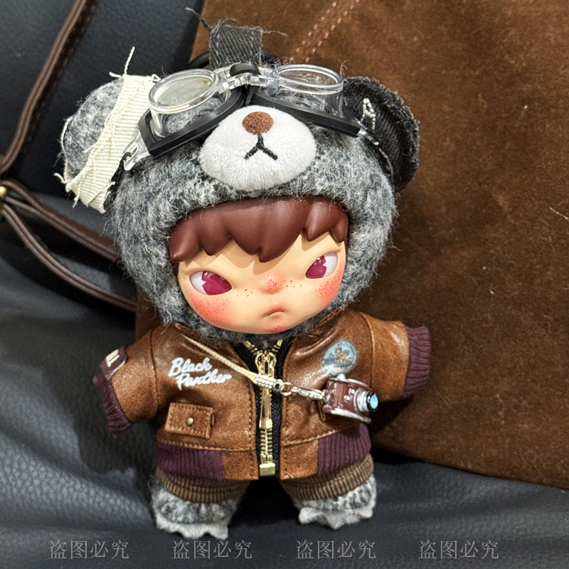 小野熊Hirono潮玩娃衣飞行员外套棕色皮衣拉链夹克卡通可爱衣服,模玩/动漫/周边/娃圈三坑/桌游,潮玩娃衣,淘宝优惠券,粉丝福利购,淘宝优惠卷