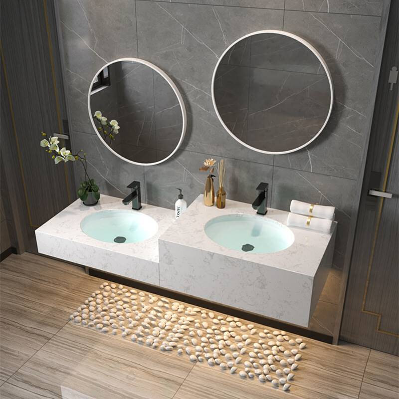 子母浴室柜双盆落地高低组合大理石洗手台洗脸盆柜组合台盆家用