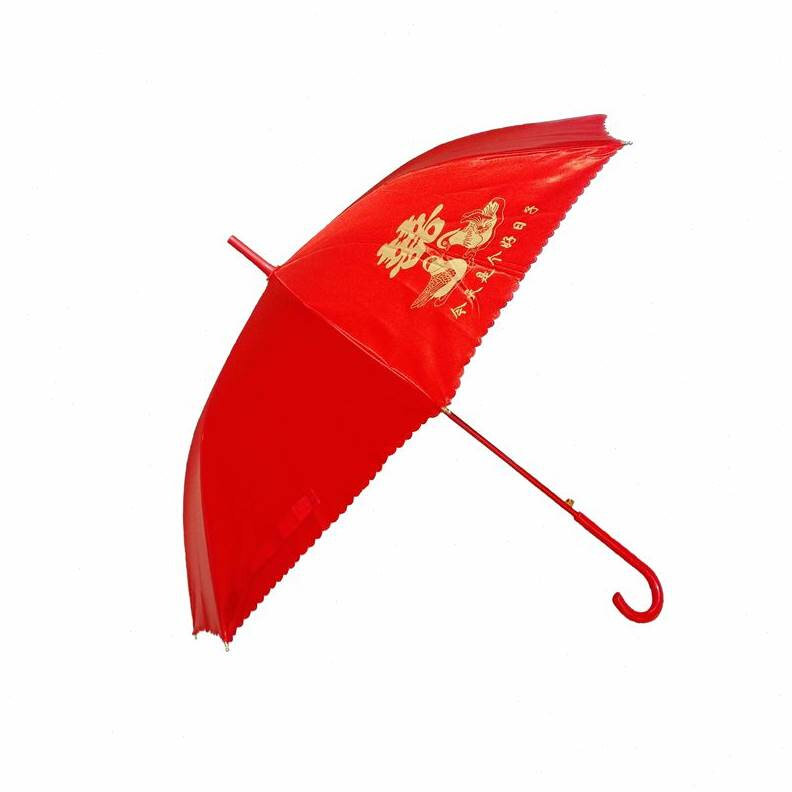 好货婚喜庆结婚红色雨伞创意新娘伞大红色女方出嫁蕾丝边长柄红伞