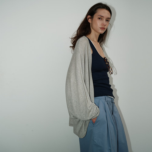 GOFFRID | 夏日轻薄天丝亚麻蝙蝠袖针织开衫外套女宽松舒适空调衫