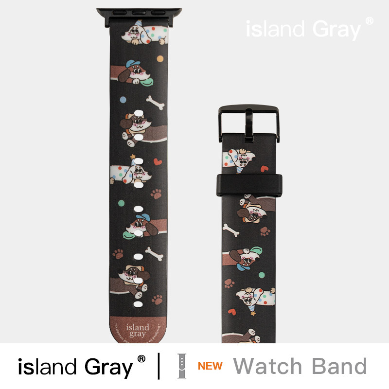 islandgray黑色波点腊肠狗表带图片