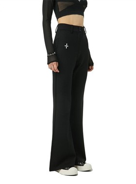 引流福利款 不退不换  SMFK黑色长裤永恒人鱼西裤高腰休闲微喇裤