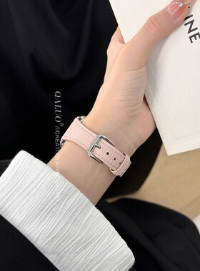 QALUO秋冬新款小蛮腰小牛皮适用apple watchS11/S10表带iwatch9苹果手表se/8/7/6/5/4代41/45mm小众女生高级