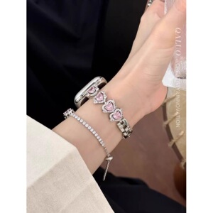 QALUO新款鞠婧祎同款守护之心表带适用apple watchS9/S10表带iwatch8苹果手表se/7/6/5/4代41/45mm高级感小众
