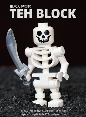 万圣节骷髅骨架中世纪海盗骑武士兵MOC第三方积木小人仔拼装玩具