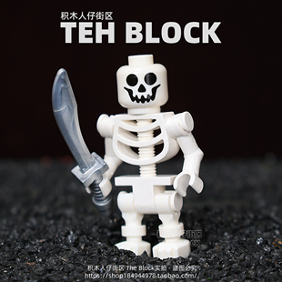 万圣节骷髅骨架中世纪海盗骑武士兵MOC第三方积木小人仔拼装 玩具