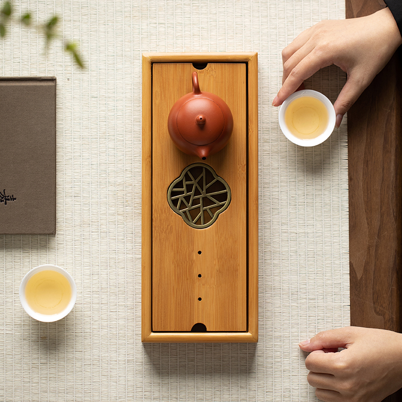竹茶盘2025新款家用轻奢茶台功夫茶具小型沥储水式托盘茶海干泡台