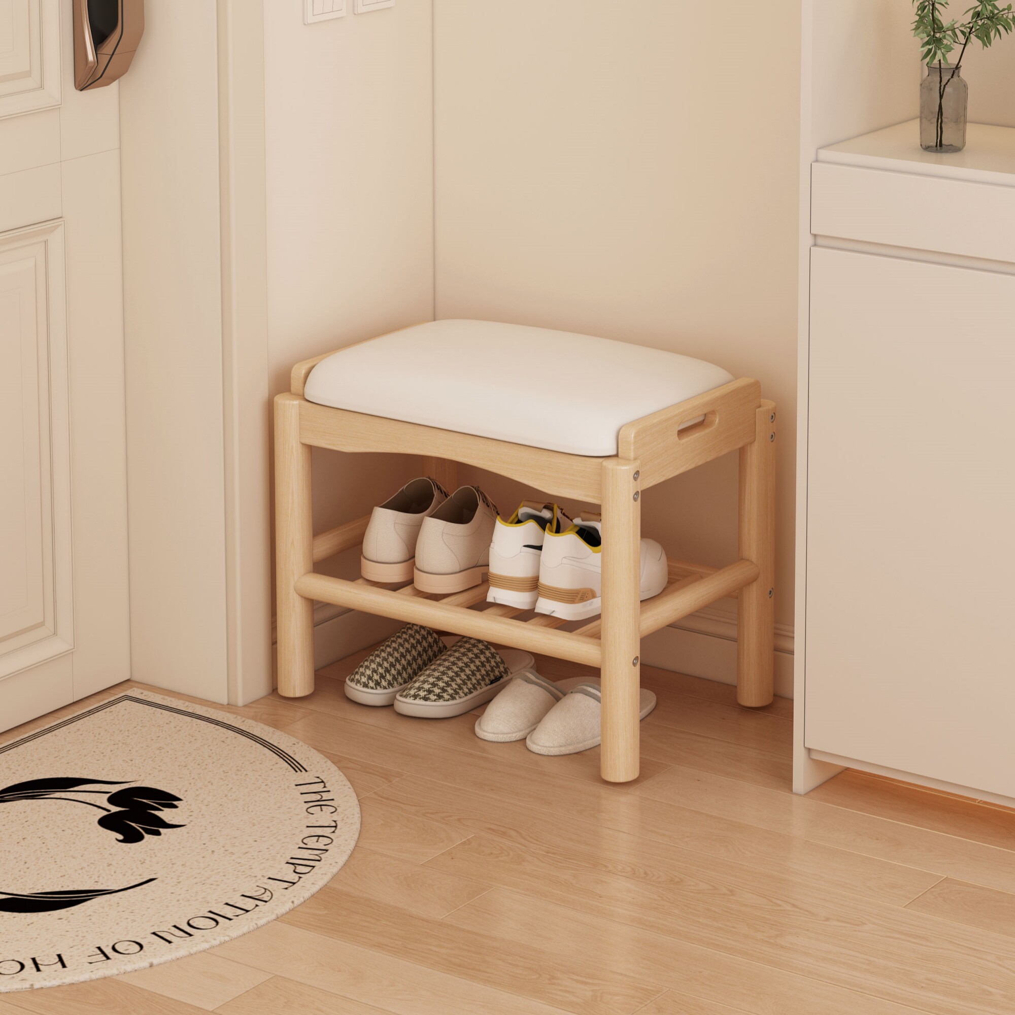 鞋架入户门换鞋凳门口家用可坐鞋柜窄小尺寸实木穿鞋凳鞋子可收纳