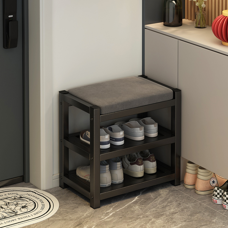 鞋架小窄门口简易鞋架子迷你家用入户门多层小型钢制鞋柜鞋凳一体