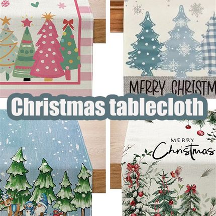Christmas table runner, Christmas tree snowflake table mat.