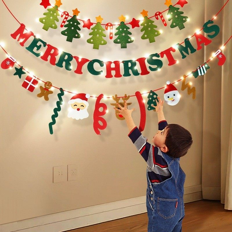 Christmas Party Felt Banner Wall Tree Decoration Bunting - 封面