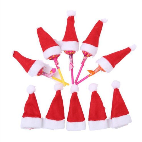 Xmas Lollipop Santa Hat Non-Woven Mini Size Decor Gift