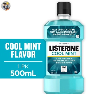 Listerine Cool Mint Antiseptic Bad Breath Mouthwash 500mL