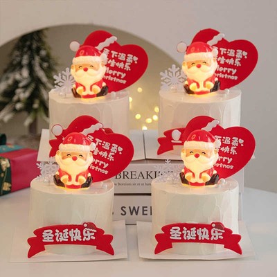 2025 Viral Light Up Santa Heart Merry Christmas Cake Topper