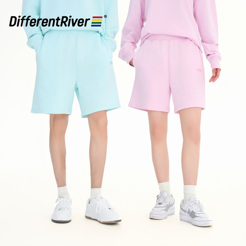 DifferentRiver2024春夏男女同款马卡龙彩色宽松休闲短裤