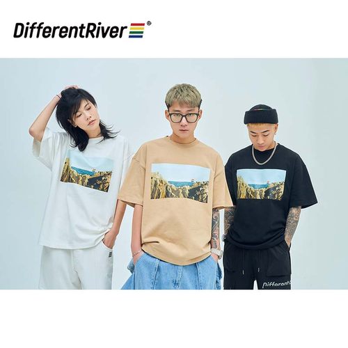 与川山海印花重磅内搭棉质T恤