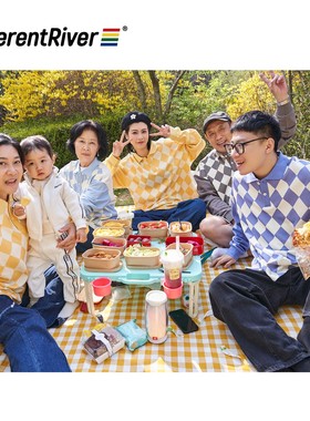 DifferentRiver春款菱形格温柔百搭小众男女同款长袖POLO衫家庭装