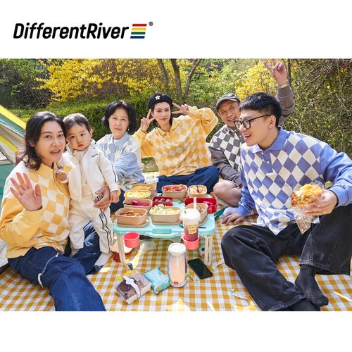 DifferentRiver菱形格长袖POLO衫