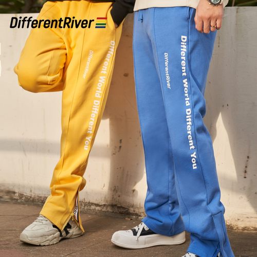 郭聪明同款 DifferentRiver秋冬 情侣百搭拉链开衩小直筒宽松卫裤