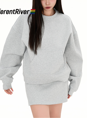 DifferentRiver2024秋冬男女同款宽松慵懒休闲落肩空气层卫衣