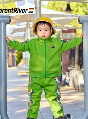 DifferentRiver秋冬【派对】品牌元素款-彩虹织带儿童运动套装