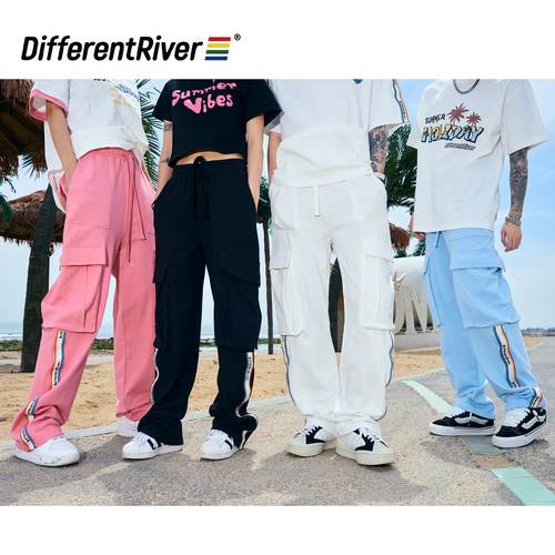 与川工装风大口袋宽松针织阔腿裤