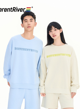 DifferentRiver2024春夏男女同款马卡龙彩色圆领宽松休闲卫衣