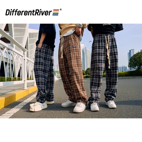 DifferentRiver垂感休闲格子裤