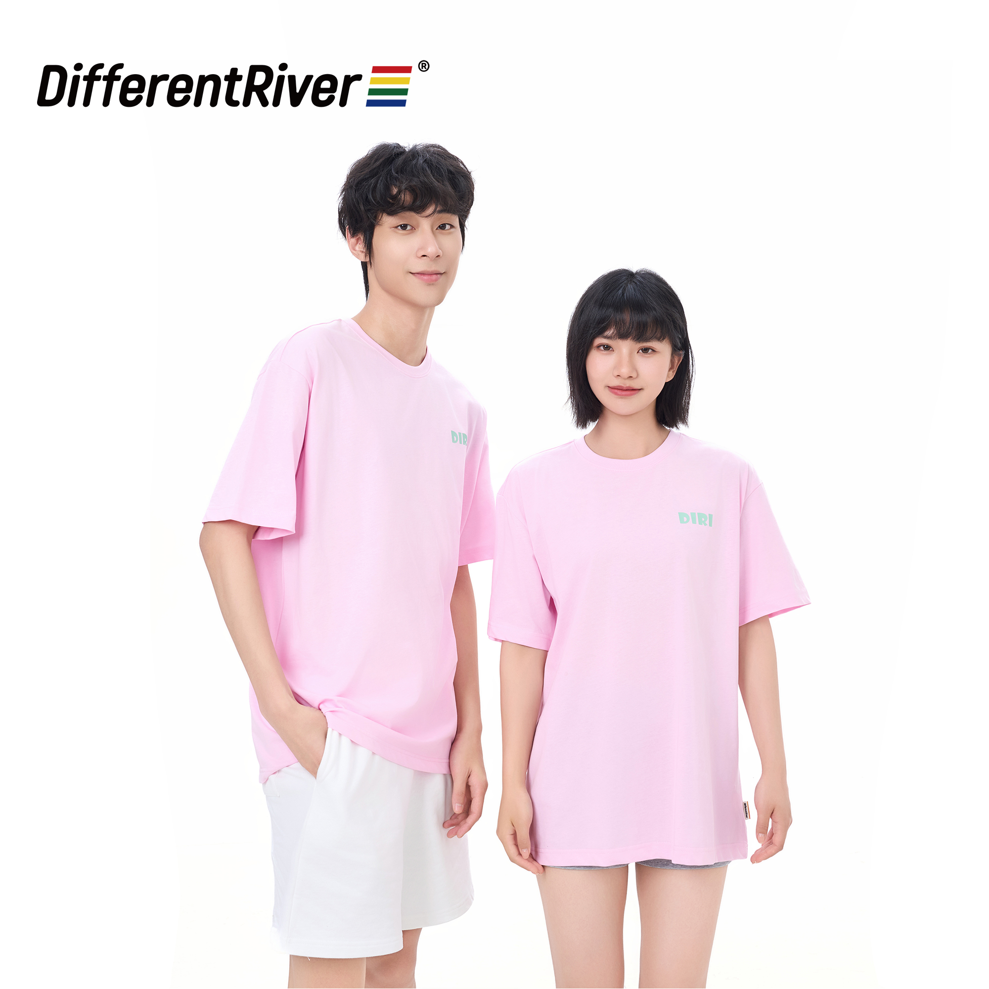 DifferentRiver2024春夏男女同款趣味水果印花休闲撞色T恤