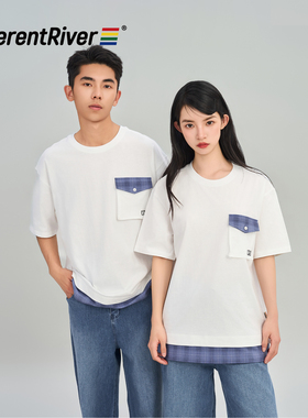 DifferentRiver2024春夏男女同款时尚格纹休闲百搭撞色学院风T恤