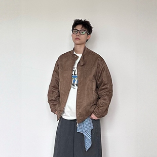 立领工装 宽松百搭休闲短款 外套 复古麂皮夹克男秋季 SIIIEND美式
