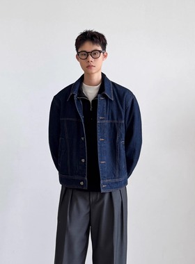 SIIIEND 日系Clean短款可内搭靛蓝色水洗工装休闲情侣男夹克外套