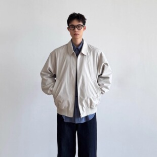 SIIIEND美系老钱复古基础款 百搭休闲宽松夹克翻领男情侣外套