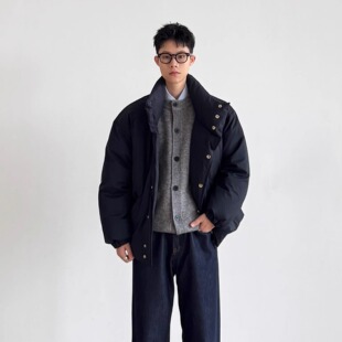 风多口袋外套 保暖宽松工装 SIIIEND美式 复古设计立领羽绒服男冬季