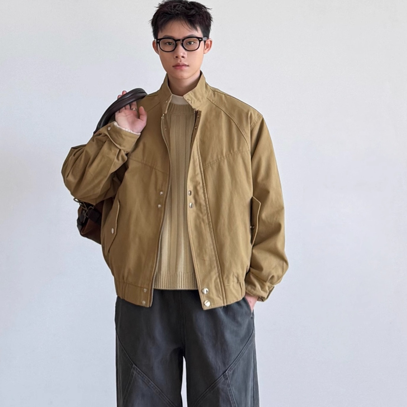 美式复古立领夹克男秋季宽松